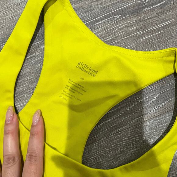 Girlfriend Collective Neon Yellow XS Racerback Sports bra - Picture 3 of 3